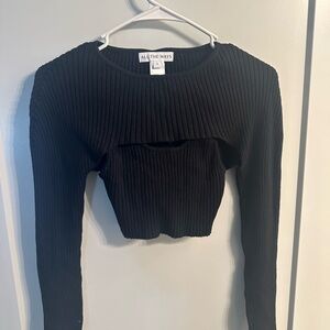 All The Ways Black Ribbed Crop Top
